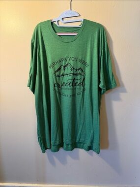 Created Graphic Crewneck T-Shirt in Green Bible verse v neck